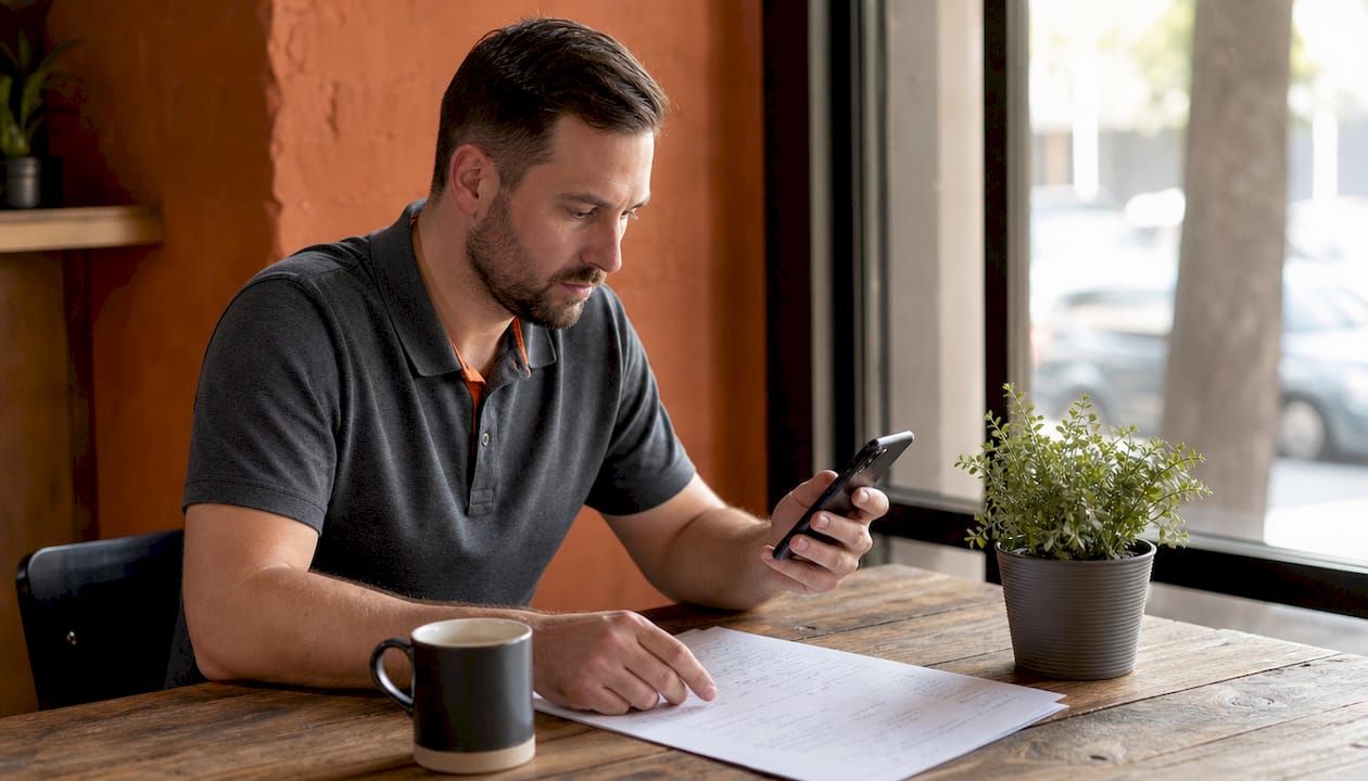 Salesperson preparing follow-up call with lead
