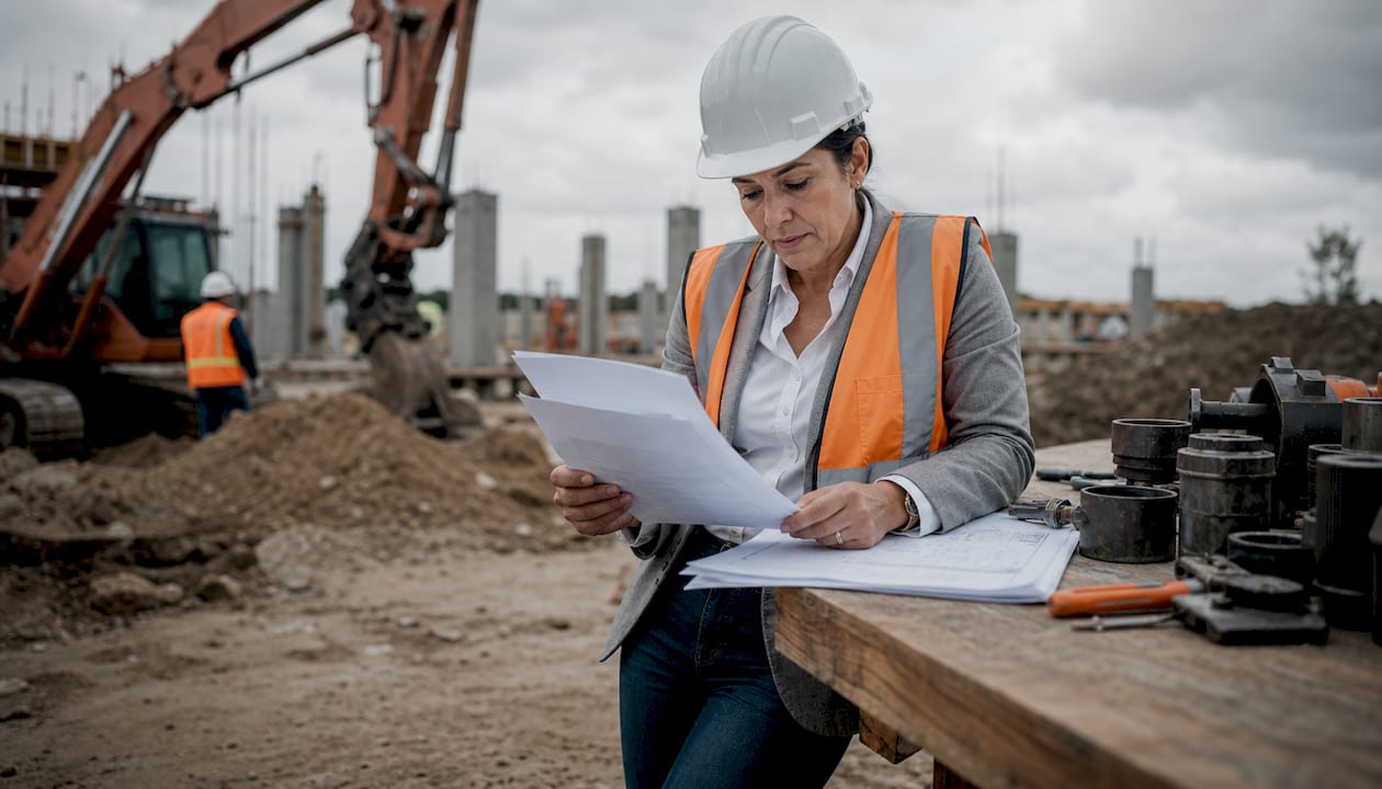 Hiring manager reviewing construction recruitment papers