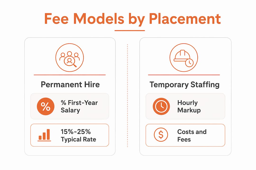 Infographic comparing permanent hire and temporary staffing fees