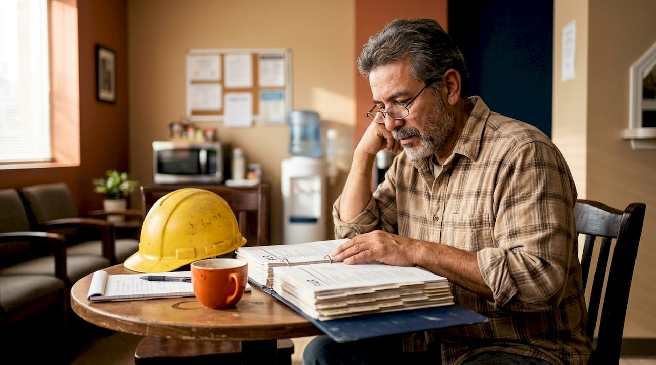 Project manager reading FAR regulations binder