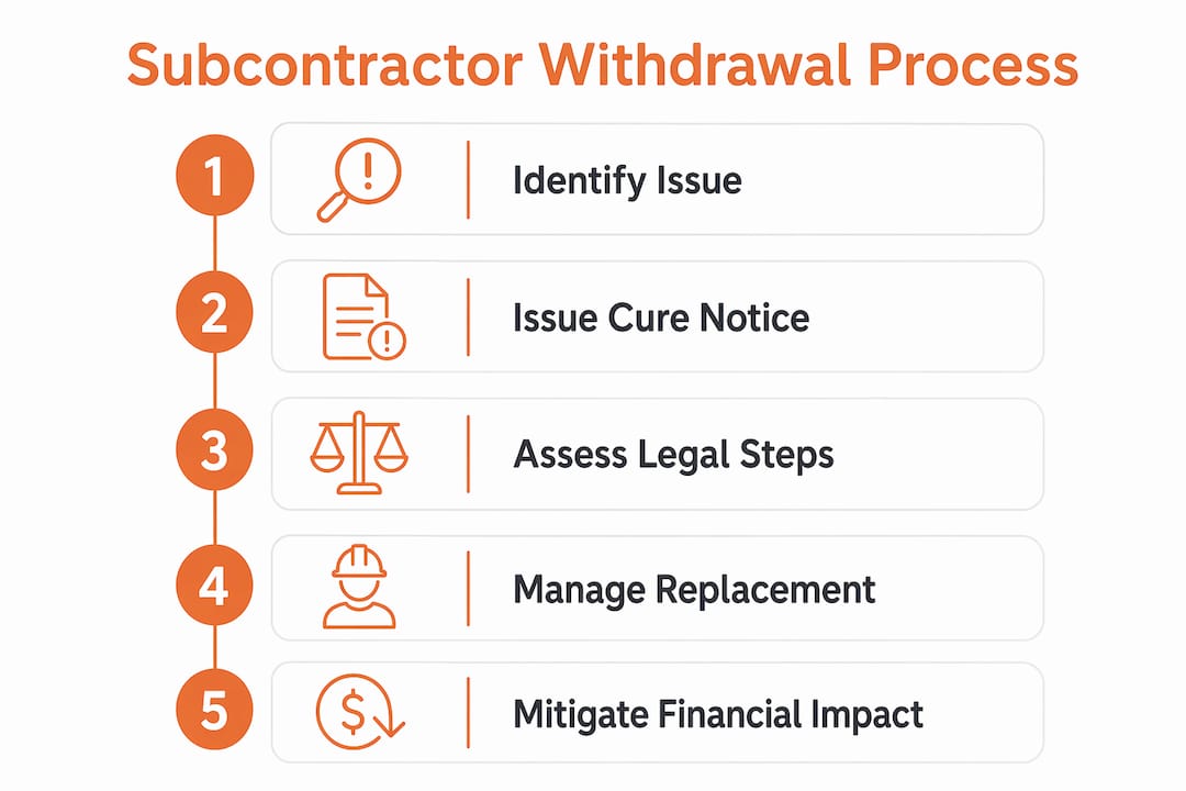 Infographic illustrating subcontractor withdrawal steps