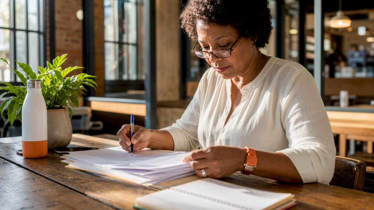 Contract specialist reviewing government contract documents