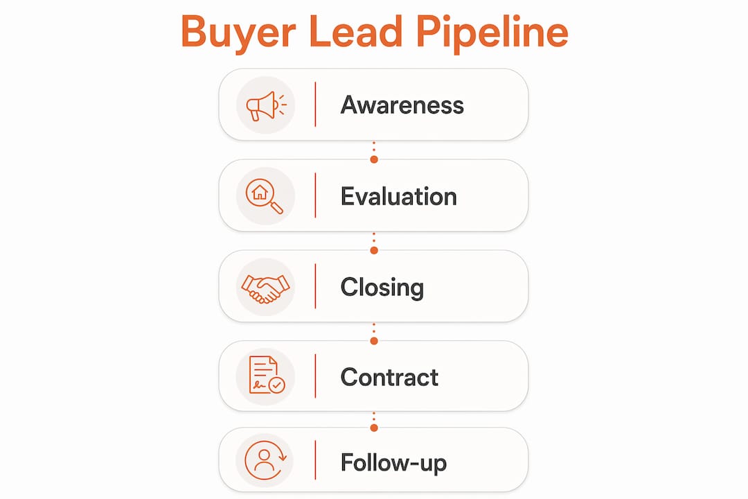 Infographic showing contractor buyer lead pipeline stages