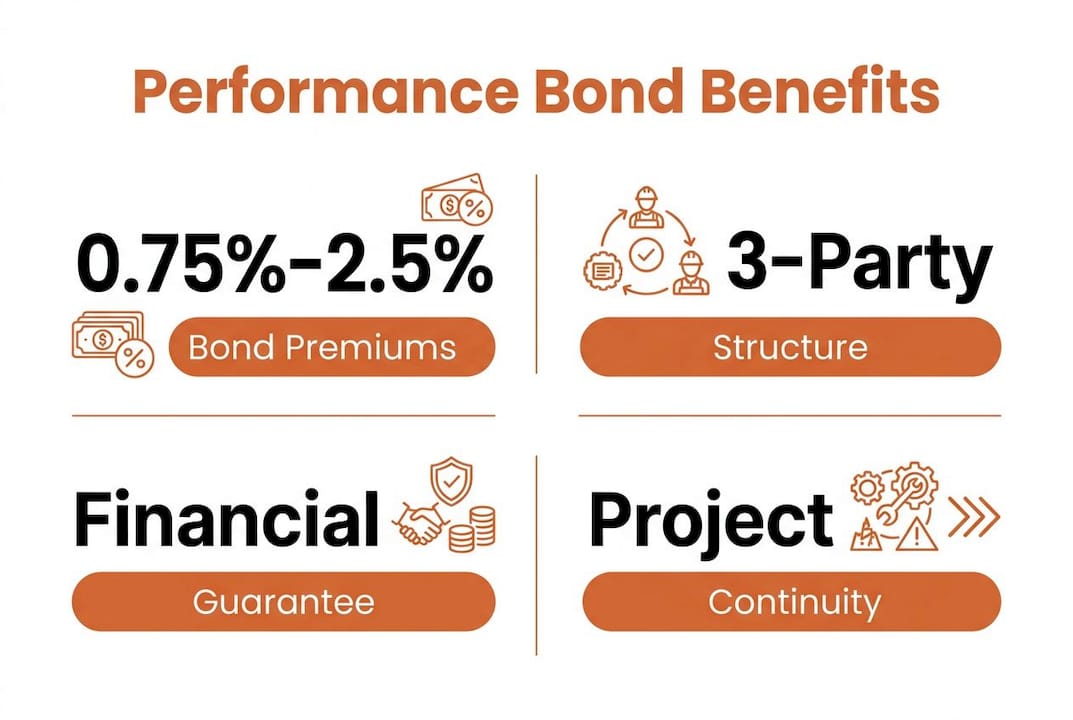Infographic showing key benefits of performance bonds