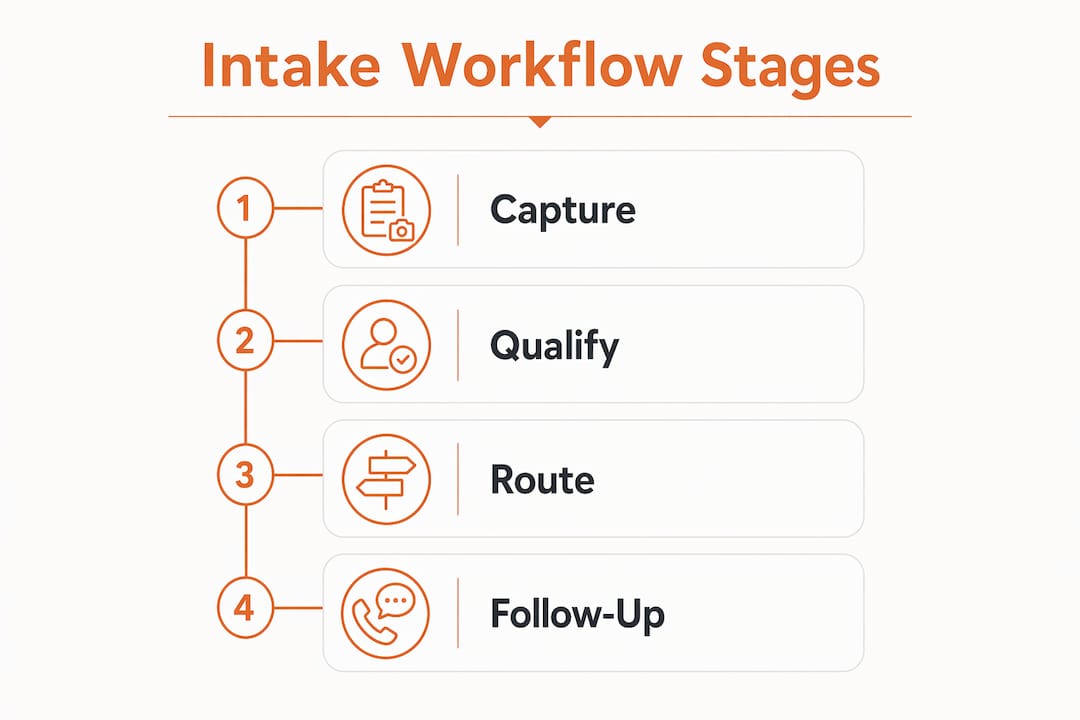Infographic illustrating consultant intake workflow stages