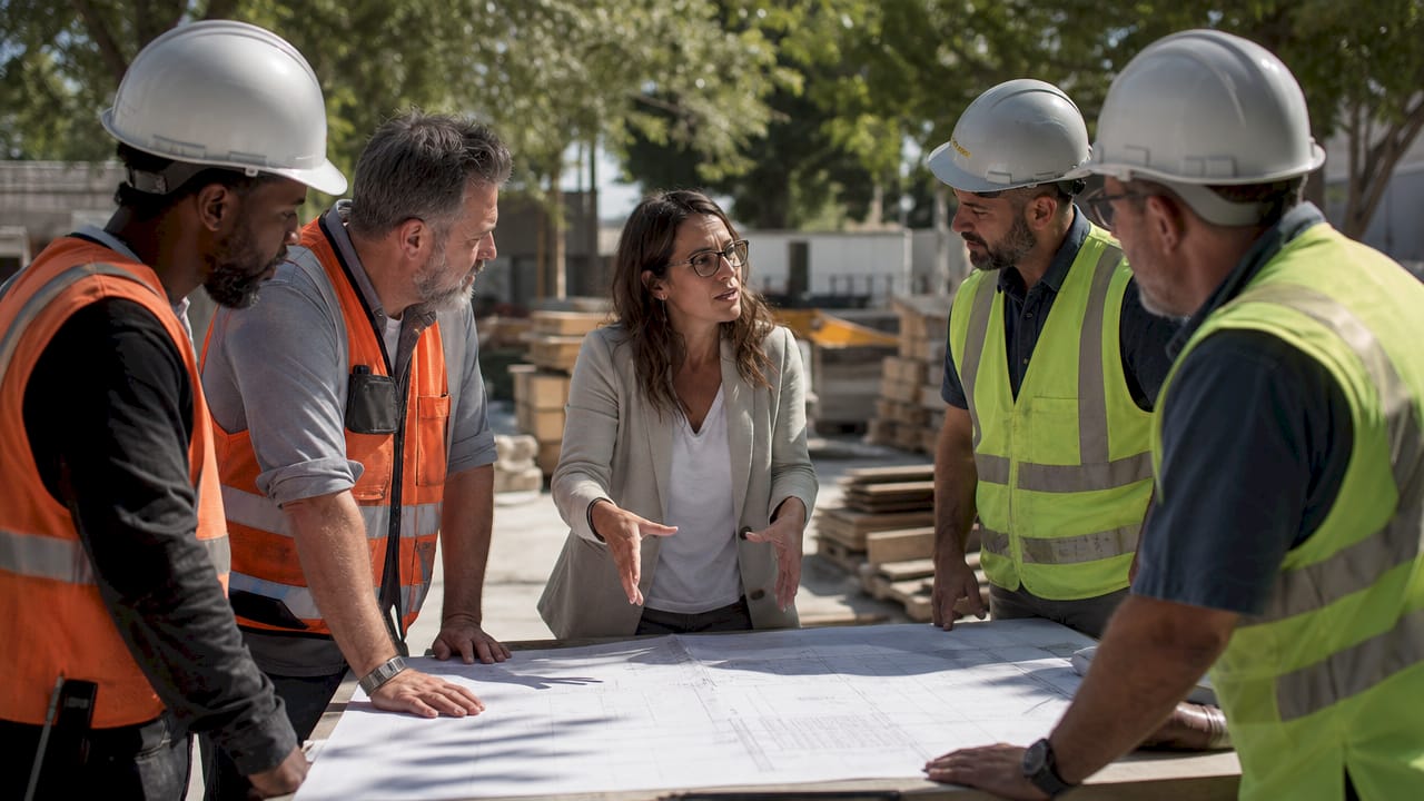 Location manager coaching construction supervisors
