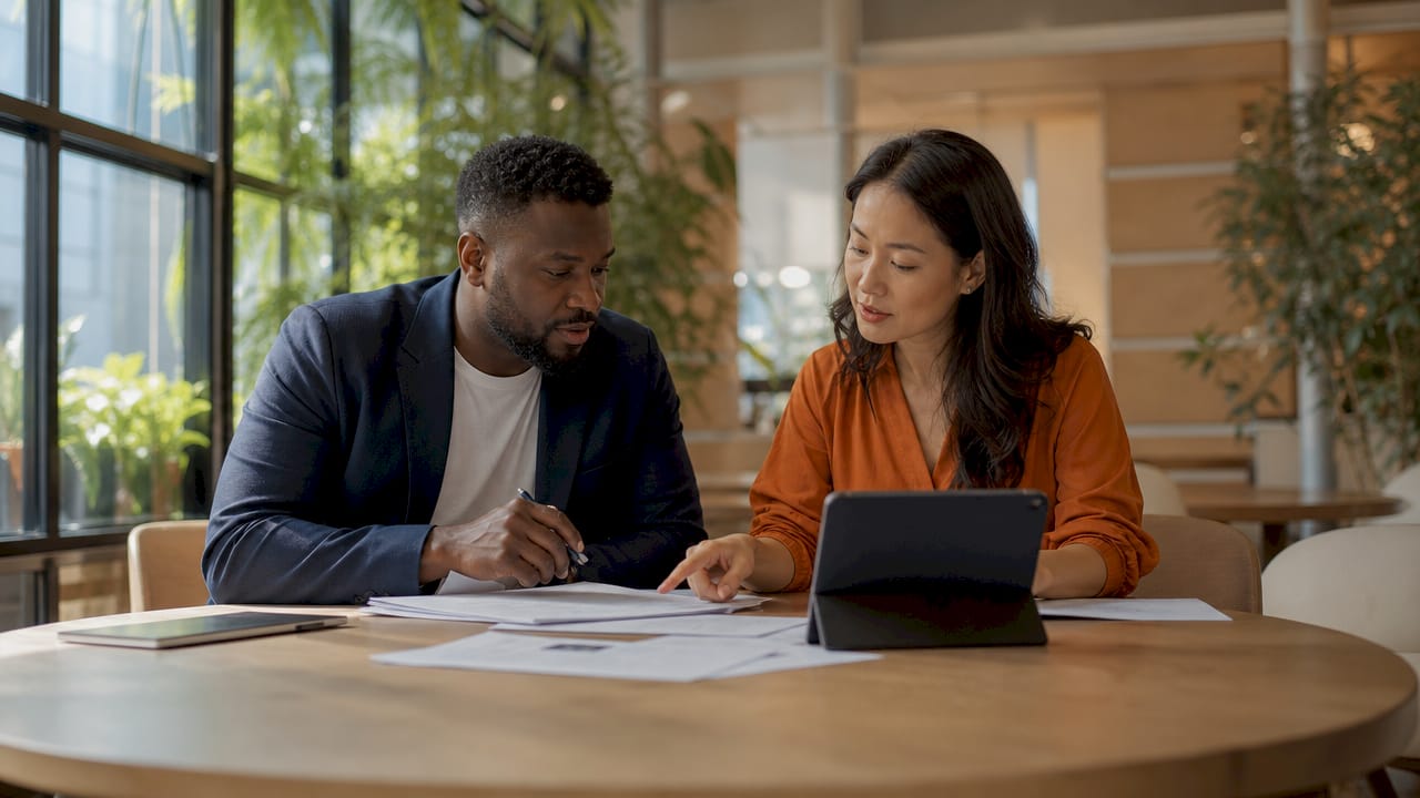 Two professionals negotiating private construction contract