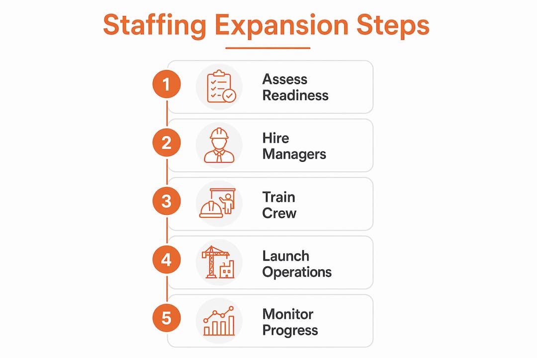 Infographic illustrating staffing expansion steps