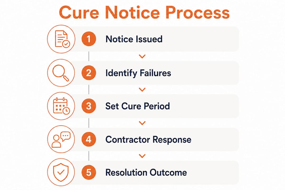 Infographic showing step-by-step cure notice process