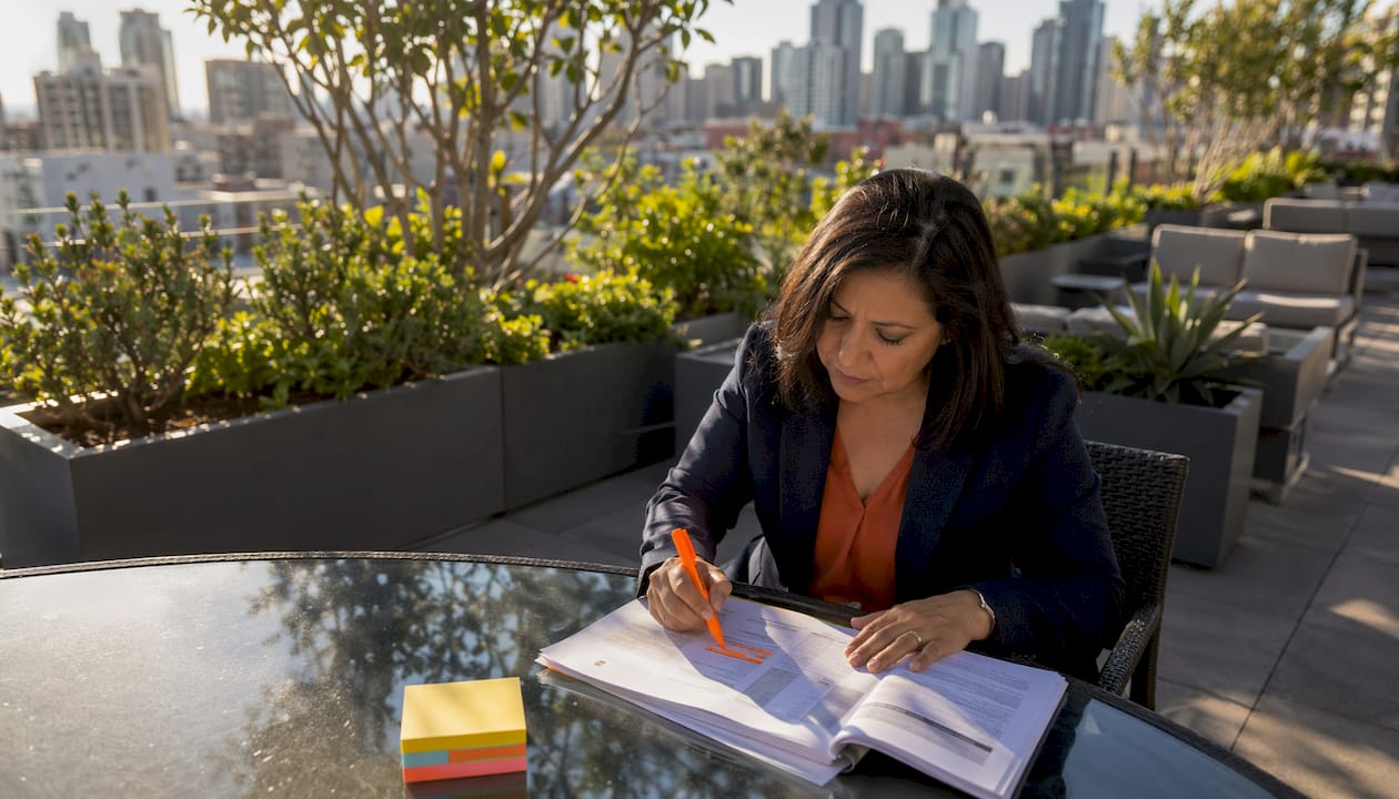 Technical writer reviewing construction proposal