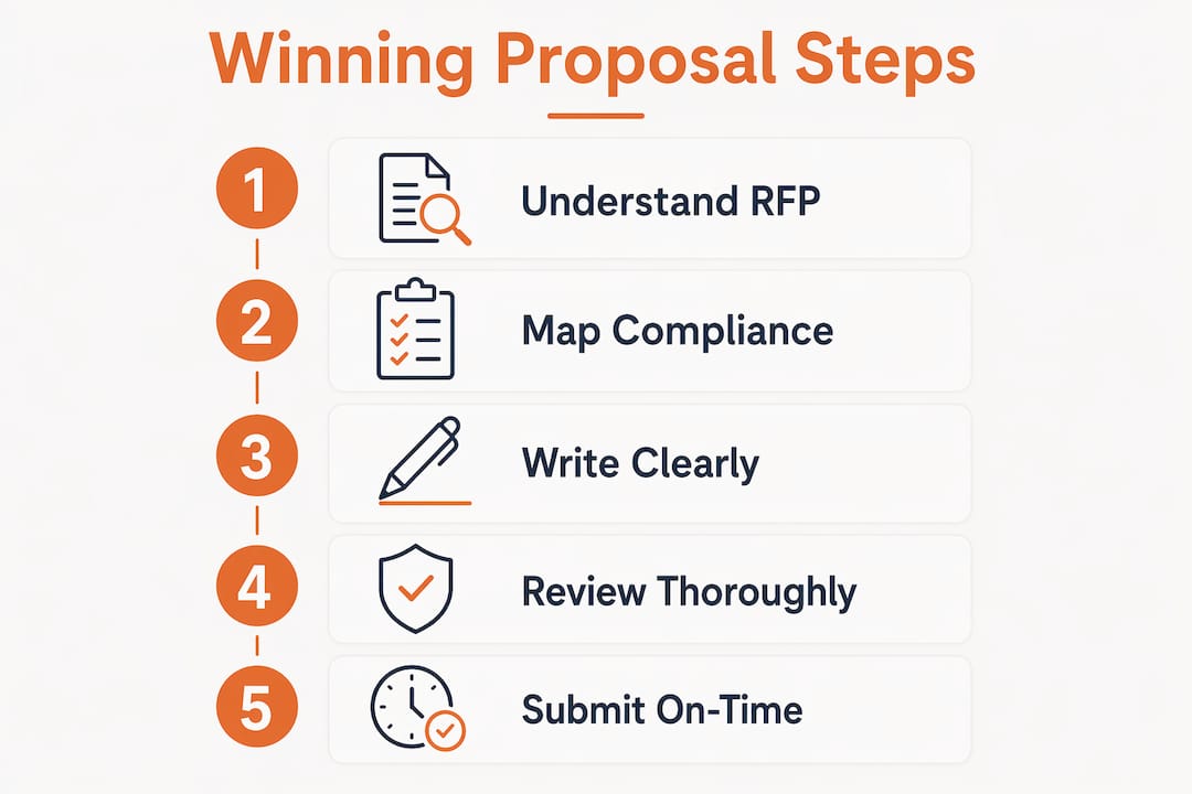 Infographic of construction bid writing steps