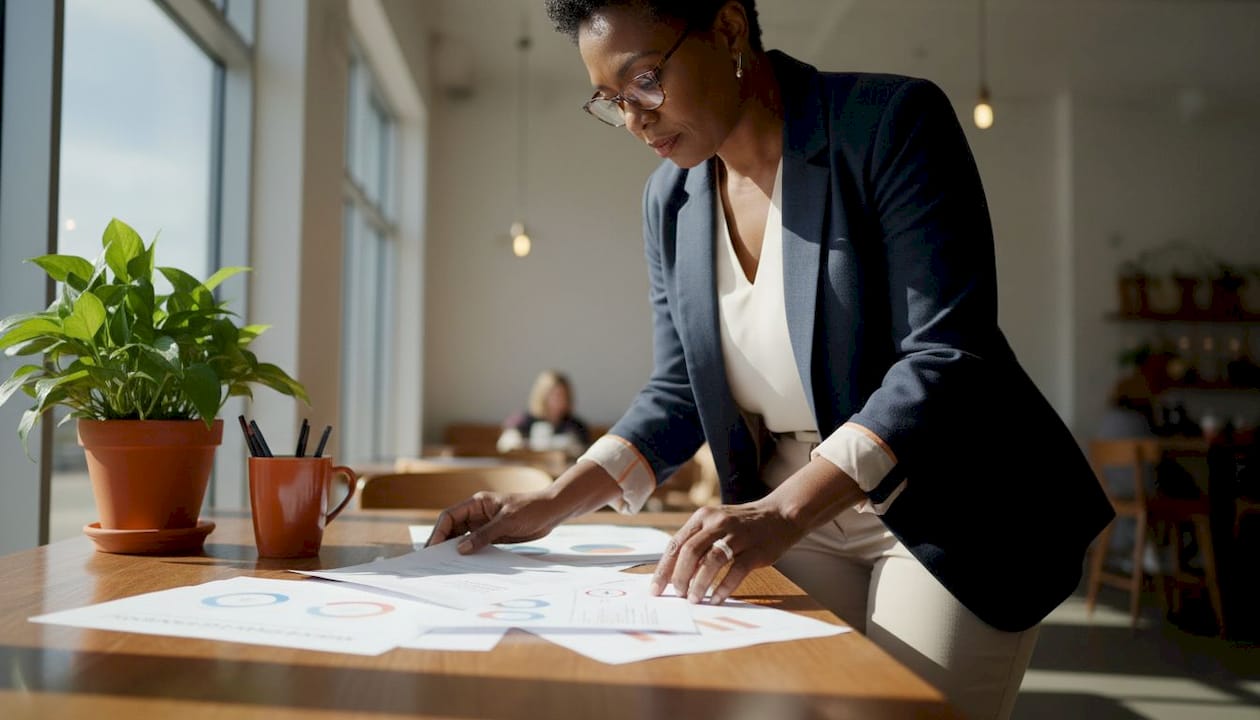 Woman reviewing federal procurement certification documents