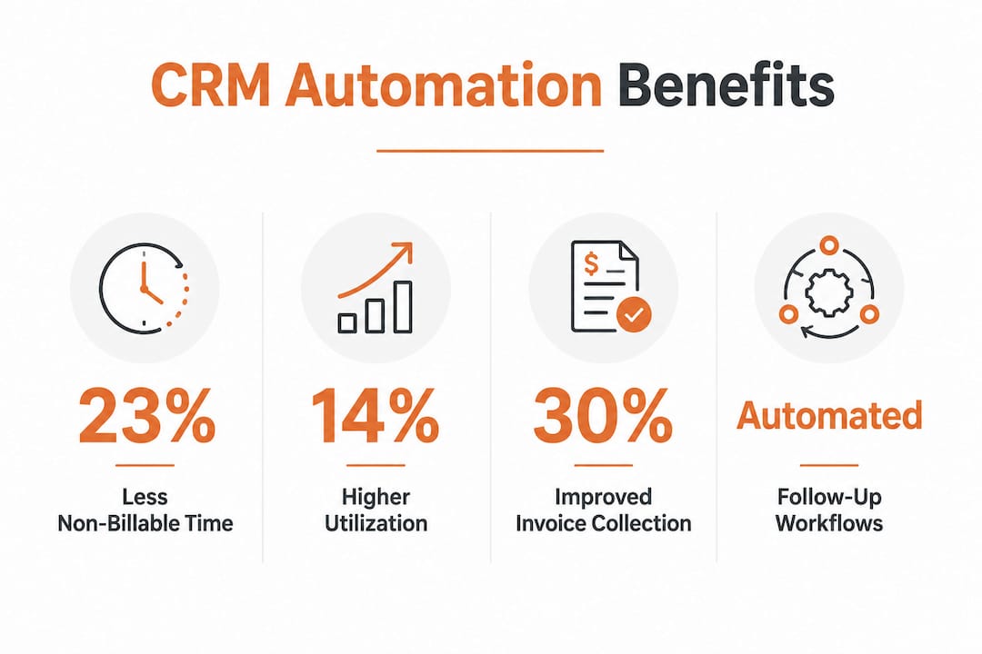 Infographic showing key CRM automation benefits