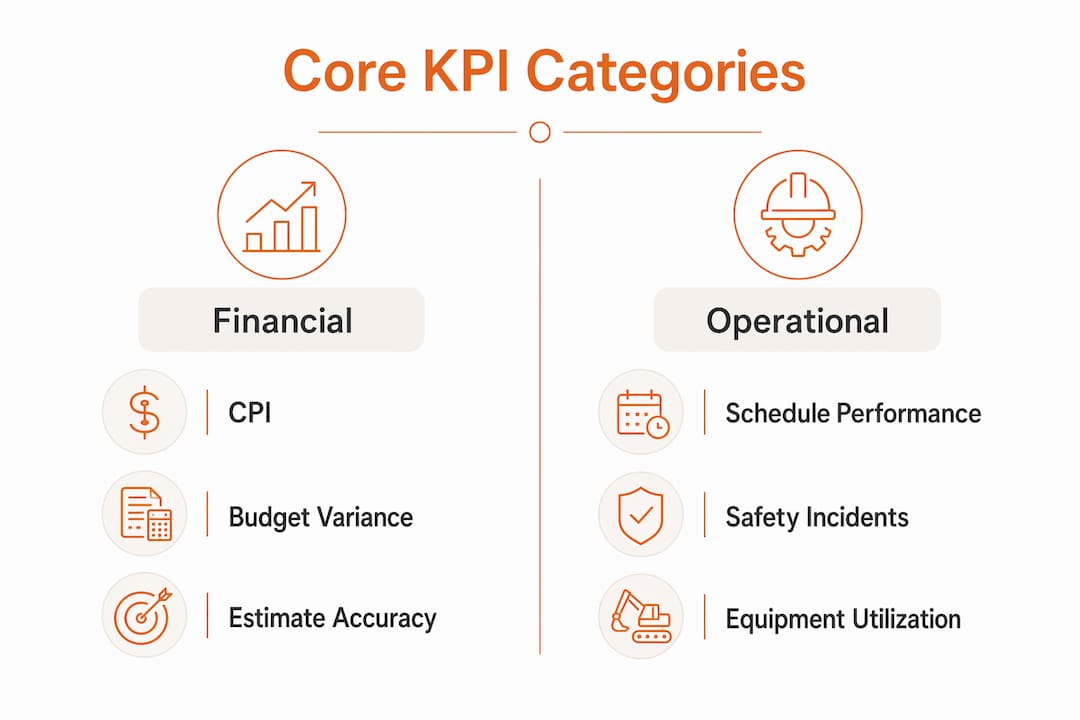 Infographic showing construction KPI categories comparison