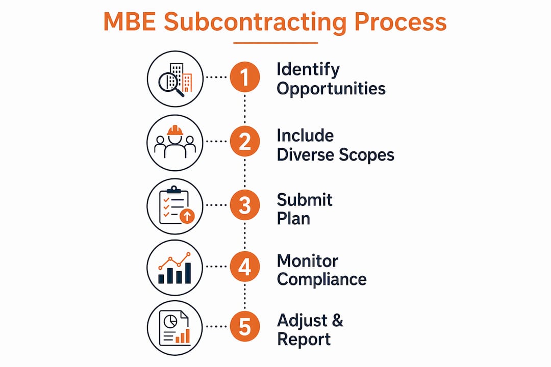 Infographic illustrating MBE subcontracting process steps