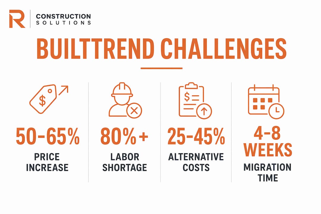 Infographic showing Buildertrend challenges and key stats