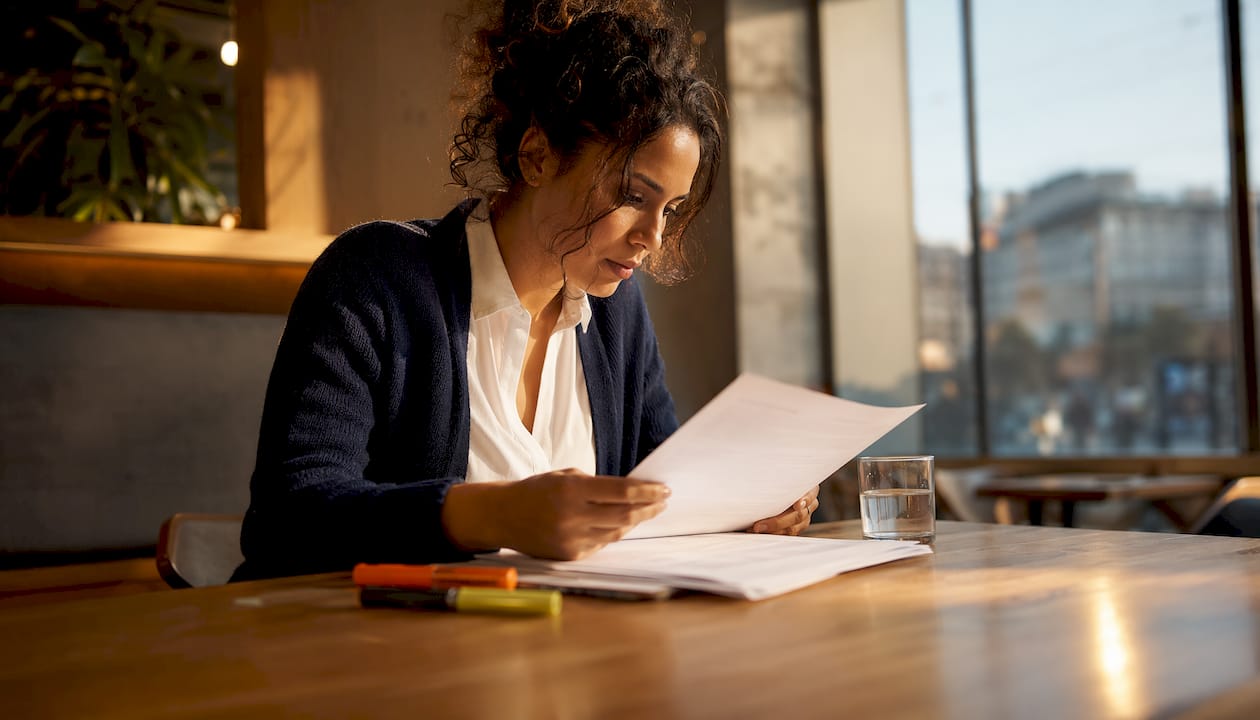 Contractor reviewing solicitation paperwork