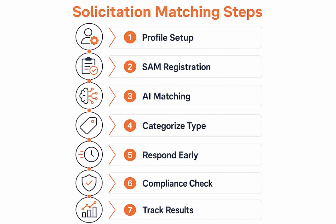 Infographic illustrating solicitation matching process steps