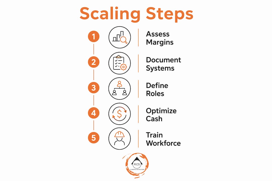 Infographic outlining steps to scale construction business