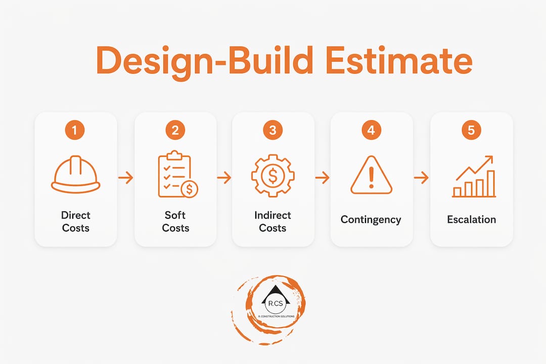 Infographic showing design-build estimate cost categories
