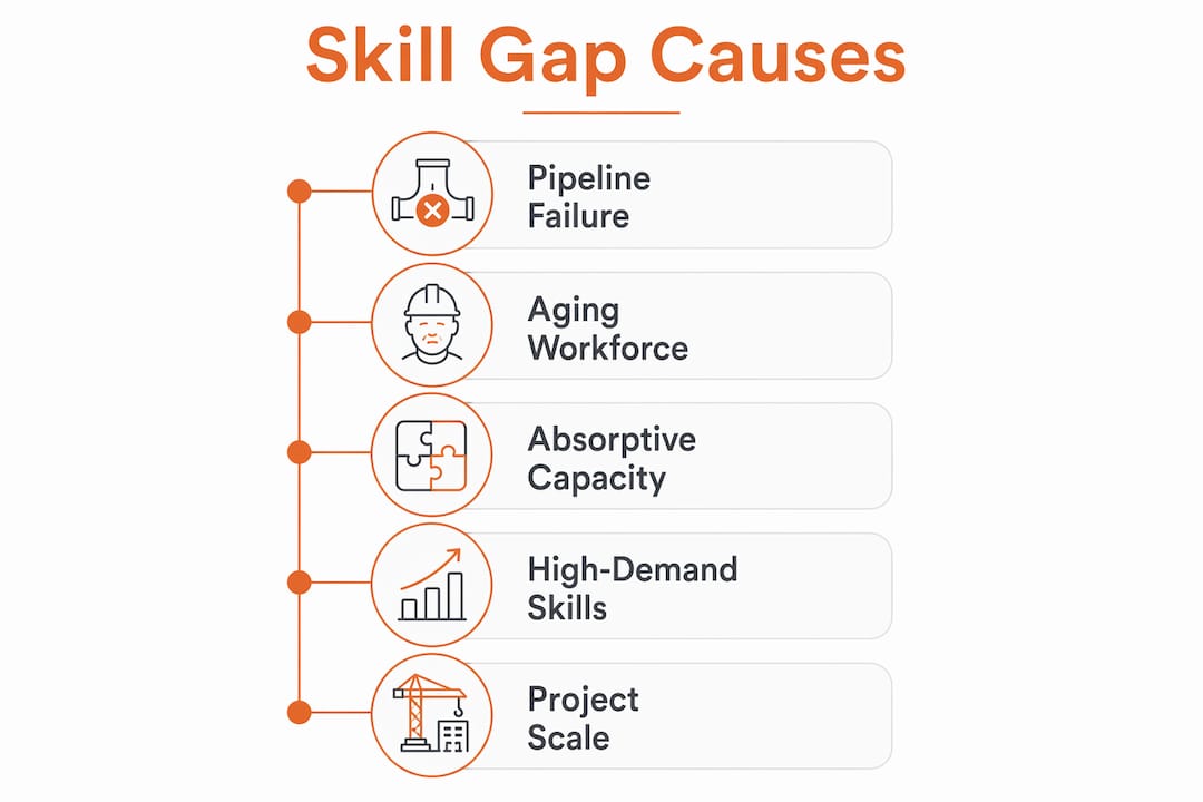 Infographic highlighting main causes of contractor skill shortages