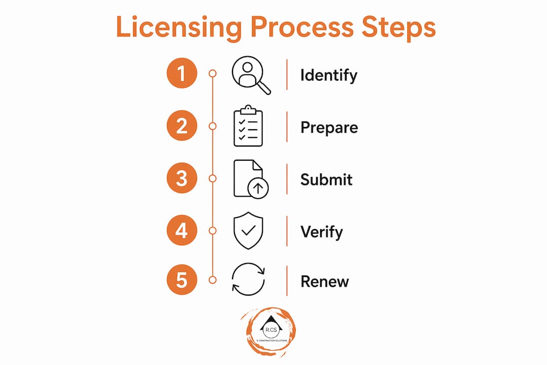 Infographic showing five-step commercial licensing process
