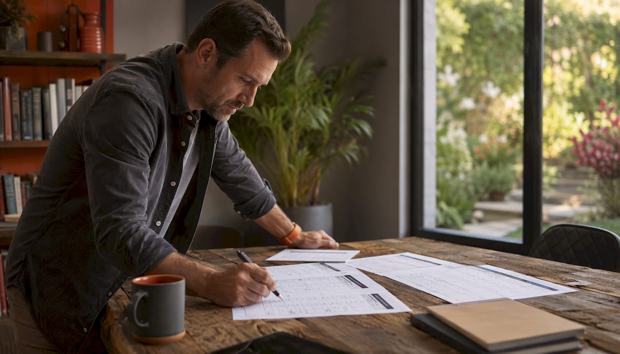Project manager reviewing construction software checklist