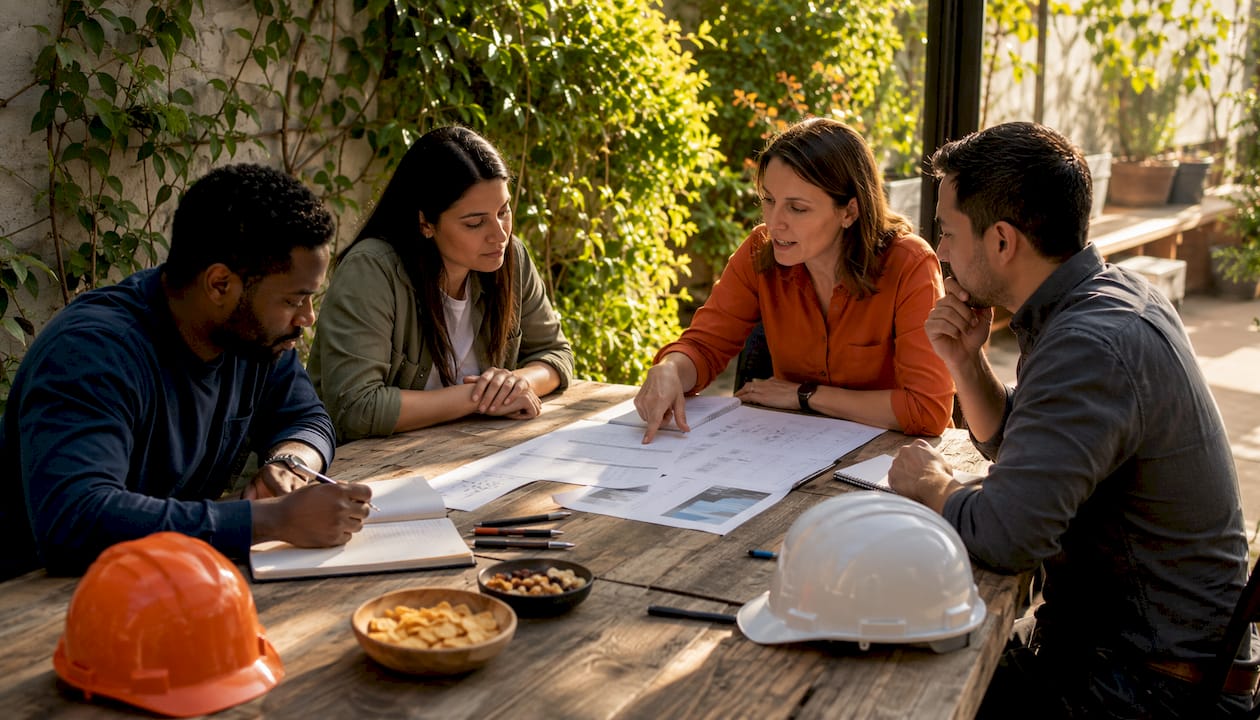 Contractors discussing compliance violations