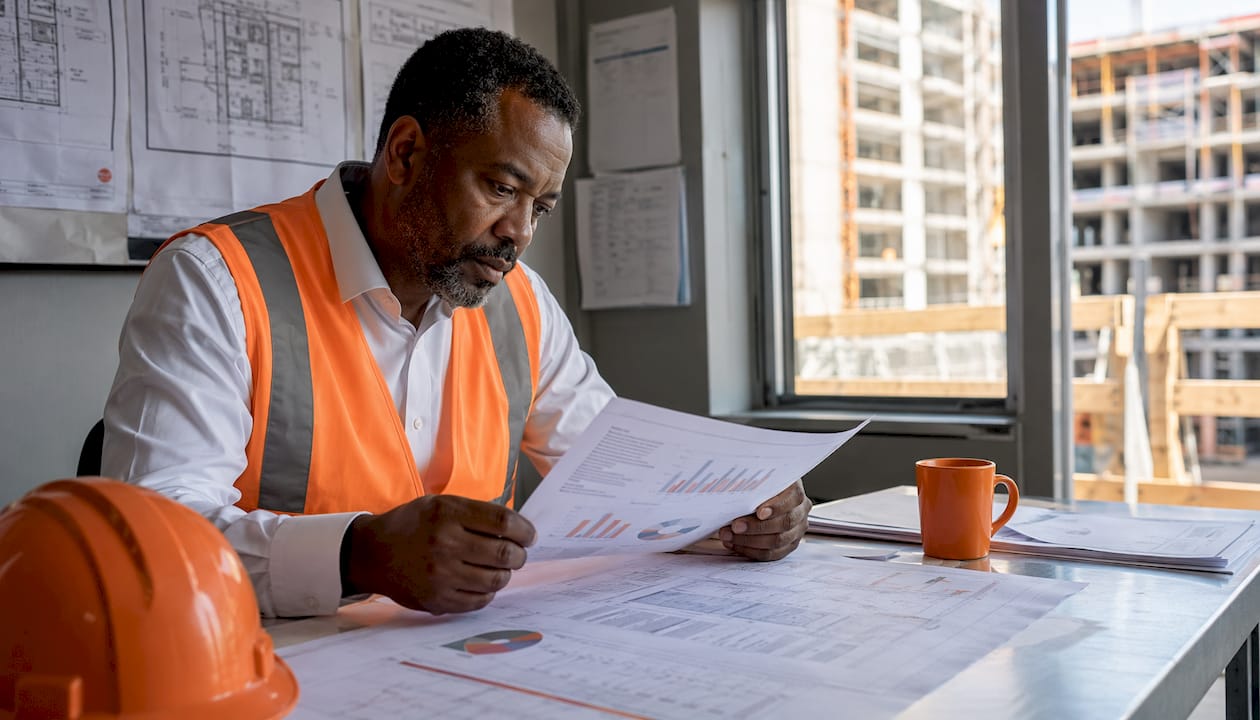 Hiring manager reviewing construction recruiting costs