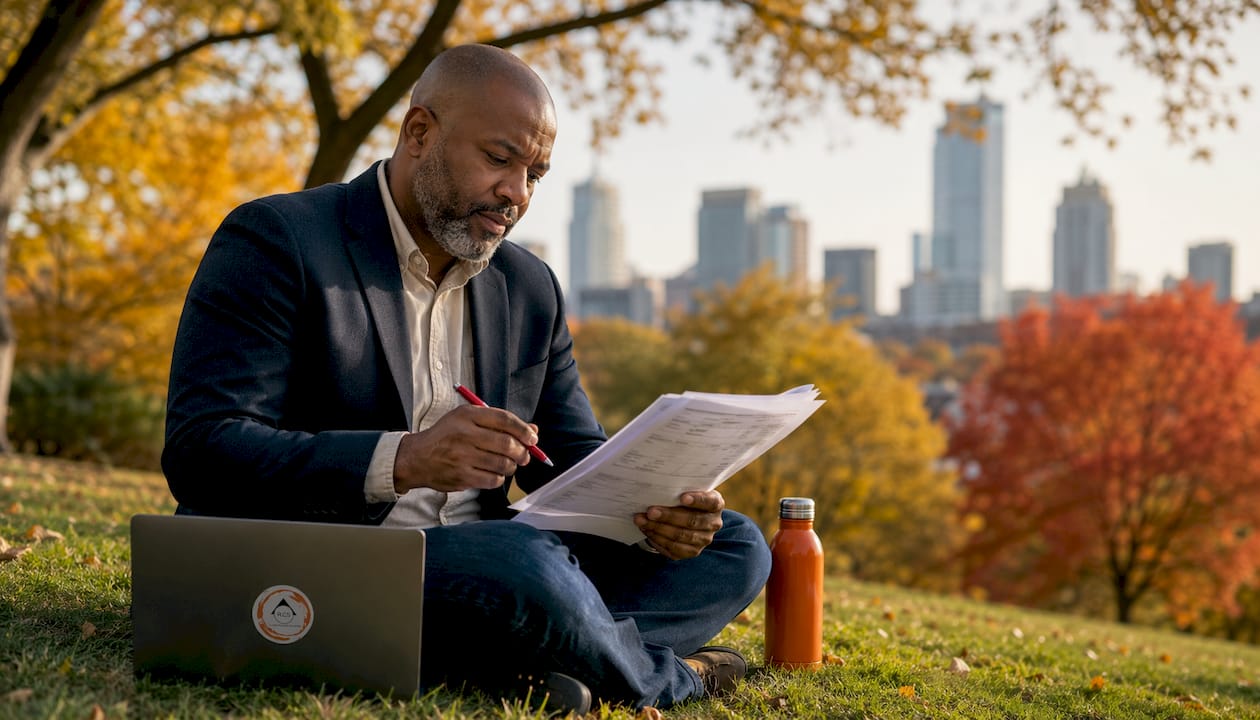 Man reviewing construction estimate documents