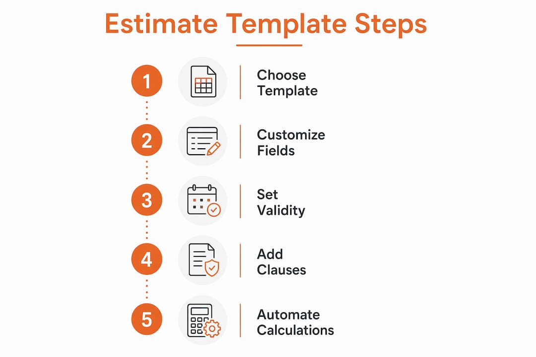 Infographic illustrating steps to build estimate template