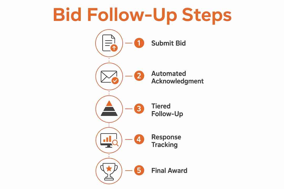 Infographic depicting automated bid follow-up workflow