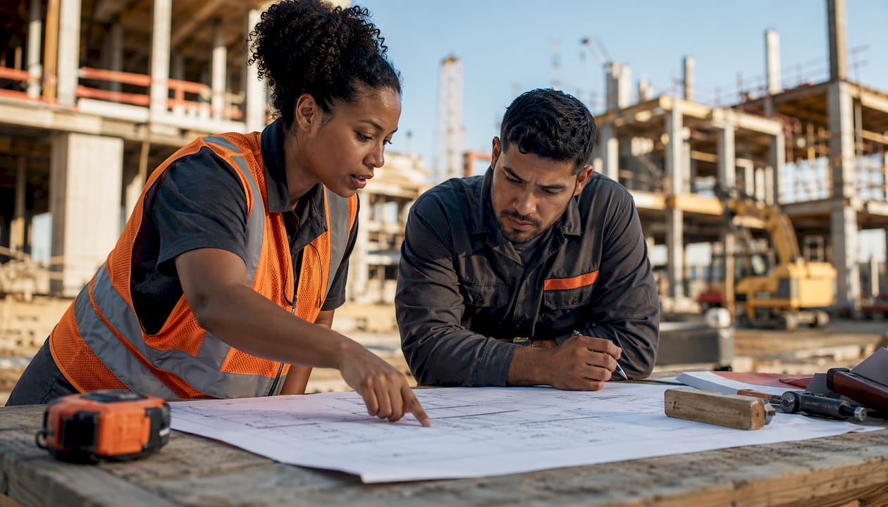 Contractors collaborating over bid documents