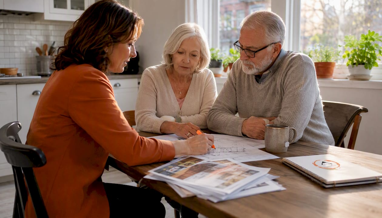 Homeowners consulting advisor on estimate risks