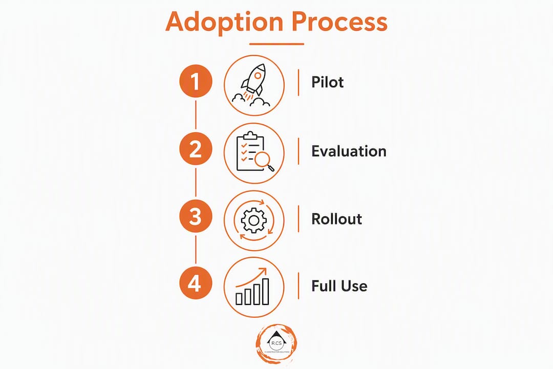Infographic illustrating the four phases of takeoff software adoption