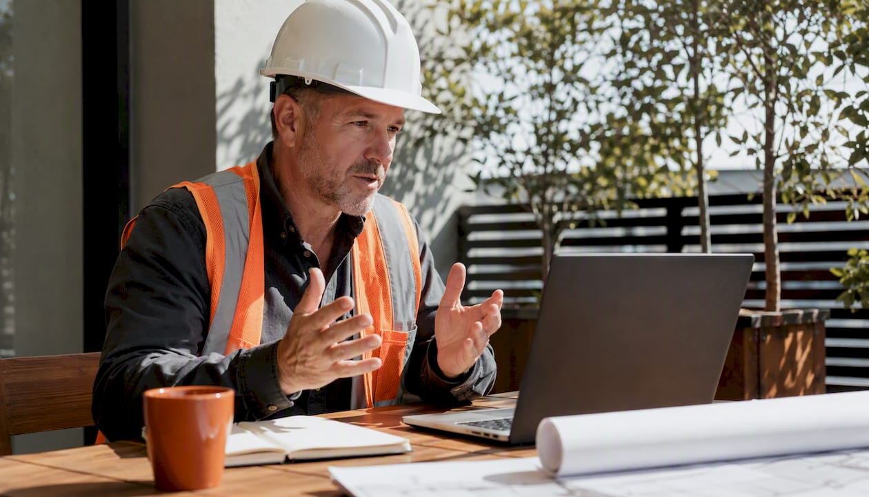 Construction manager in staffing meeting