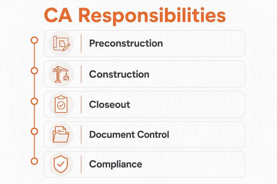 Infographic showing construction administrator responsibilities