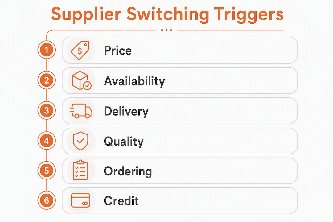 Infographic illustrating reasons contractors switch suppliers