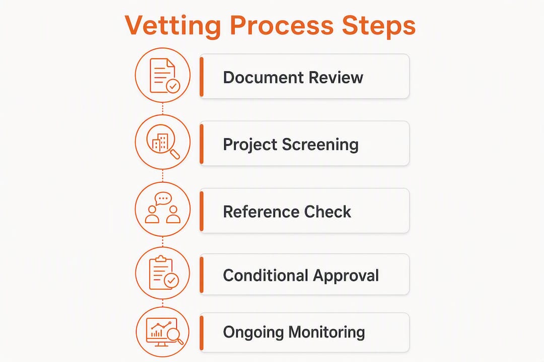 Infographic outlining subcontractor vetting process steps