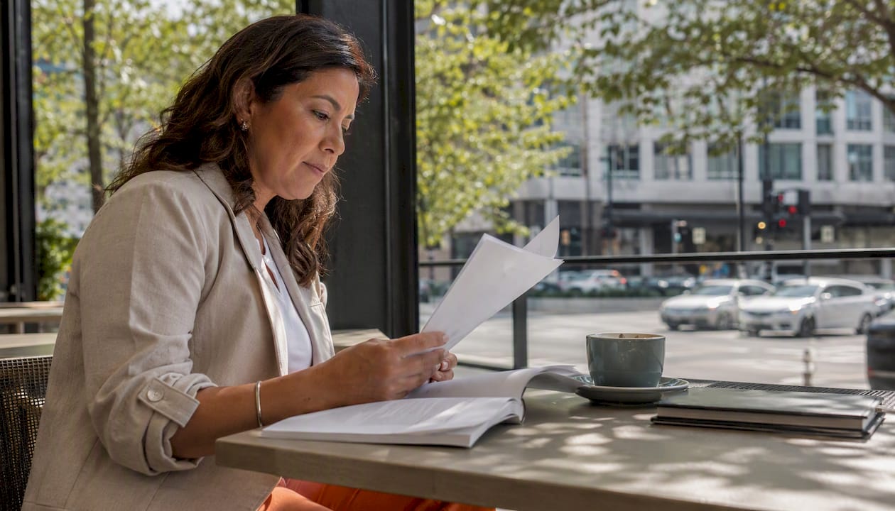 Hiring manager reviewing AEC staffing options report