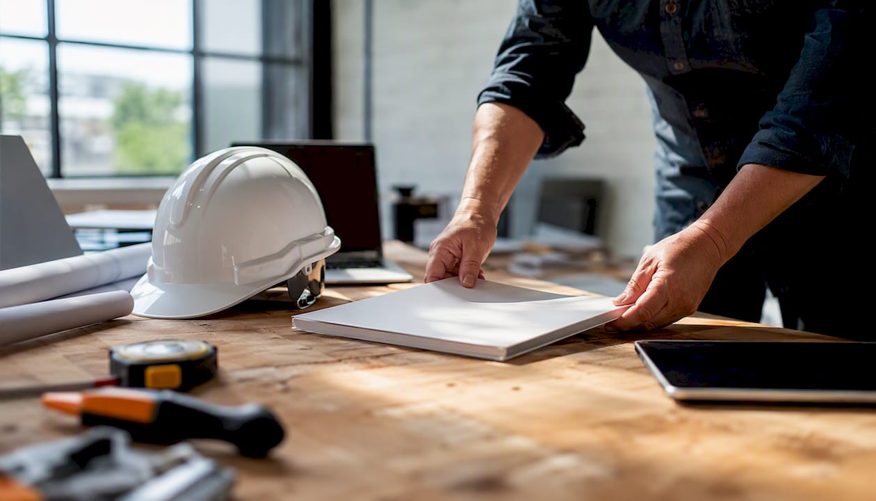Hands handling contract documents on table