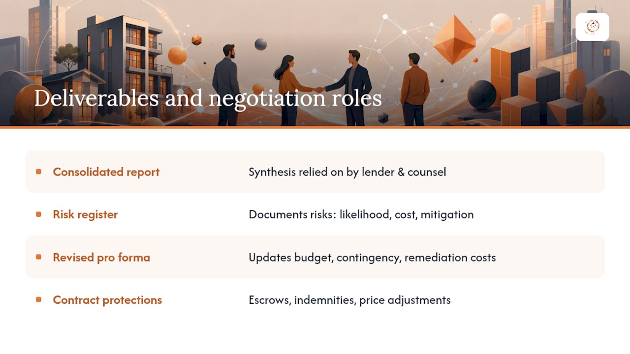 Diagram of due diligence deliverables and their negotiation value