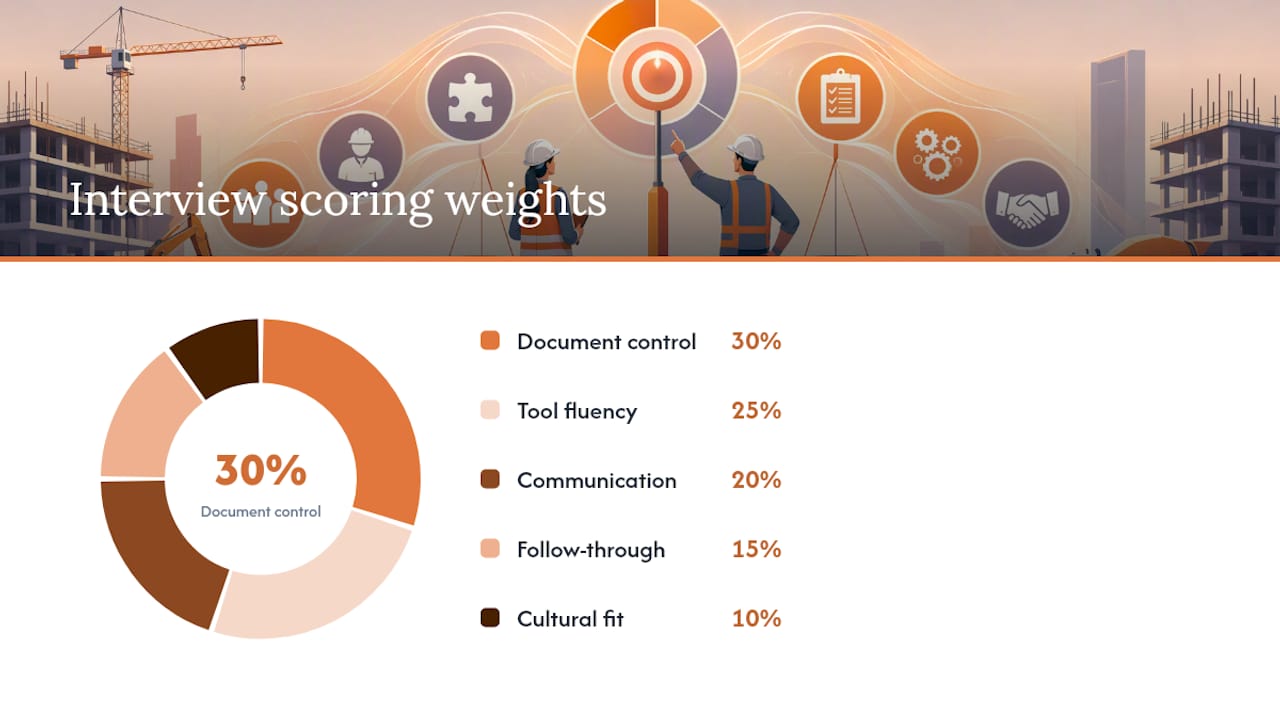 Diagram of weighted screening criteria for construction coordinator