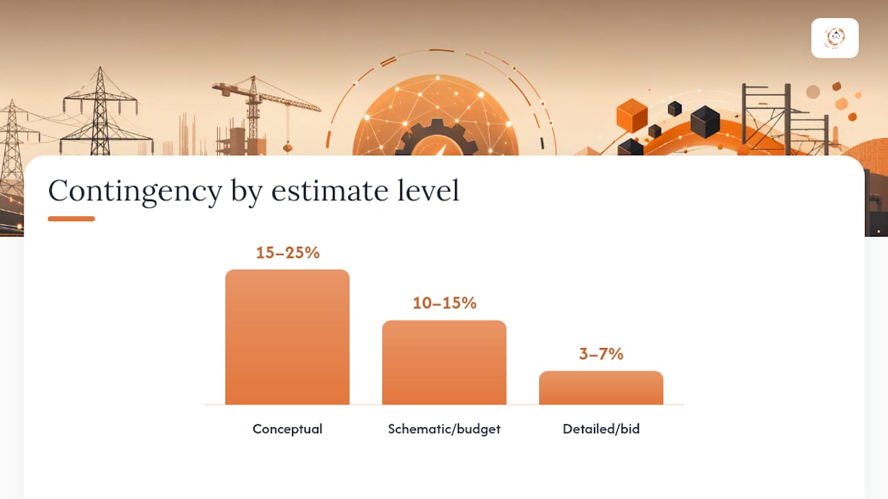 Diagram of contingency allowance by design completeness level