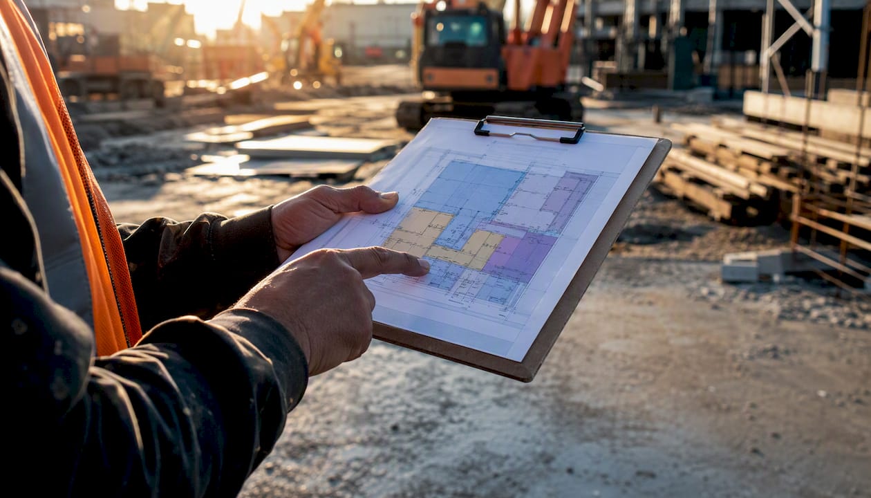 Subcontractor pointing at decision map