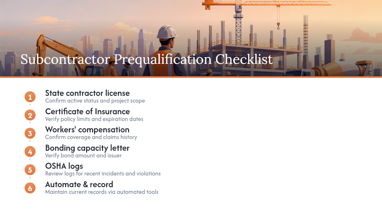 Subcontractor prequalification checklist diagram