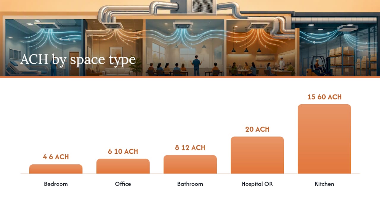 ACH ranges by space type diagram