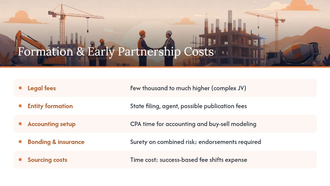 What Does It Cost to Form and Formalize a Construction Partnership? — overview diagram