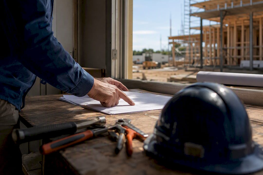 Contractor pointing at contract terms