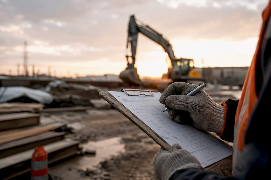 Hand checking supplier delivery checklist